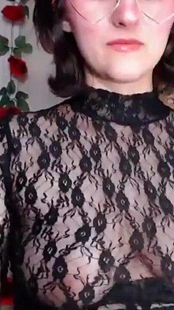Brunette in Sexy Tight Lace Top