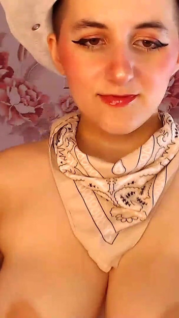 Natural Hairy Cowgirl Dances and Teases